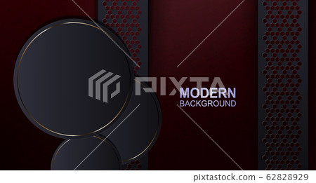 Dark red texture background with round frames with a gold border 62828929