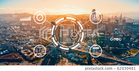 Compliance concept with downtown San Francisco Compliance concept with downtown San Francisco 62830481