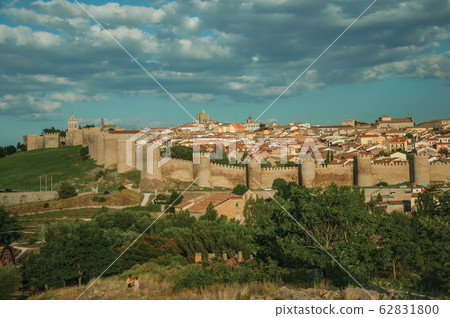 Stone towers with large wall encircling the city of Avila Stone towers with large wall encircling the city of Avila 62831800