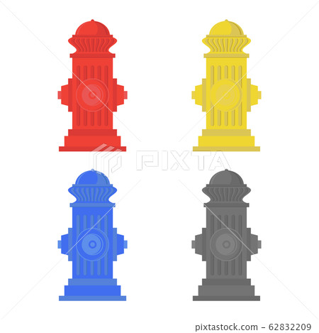 Set of Fire Hydrant Icon Isolated on White Background. Flat Style Logo for Fire Fighting Set of Fire Hydrant Icon Isolated on White Background. Flat Style Logo for Fire Fighting 62832209