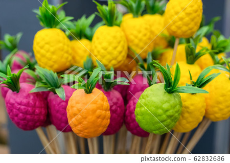 Multicolored artificial pineapples for home plants decoration in Art Deco style Multicolored artificial pineapples for home plants decoration in Art Deco style 62832686