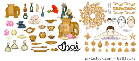 Traditional thai massage. Elements for design, logo, symbols. 62833172