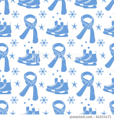 Vector seamless pattern Ice skates, scarf Sport Vector seamless pattern Ice skates, scarf Sport 62833271