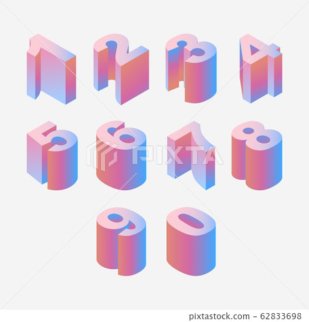 Blue and ink isometric numbers sequence from one 62833698