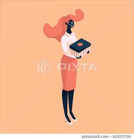 Isometric 3d woman in modern style with shoes box Isometric 3d woman in modern style with shoes box 62833700