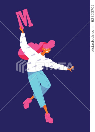 Dancing woman with capital english letter M, drawn Dancing woman with capital english letter M, drawn 62833702