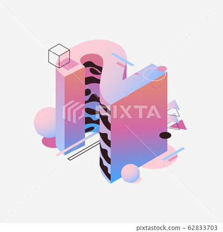 Beautiful isometric number 2 drawn in pastel pink Beautiful isometric number 2 drawn in pastel pink 62833703