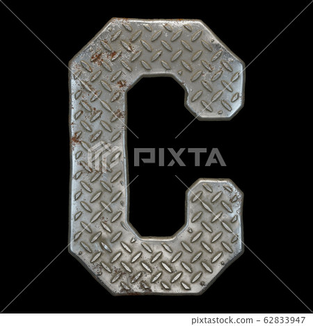 Industrial metal alphabet letter C on black… - Stock Illustration