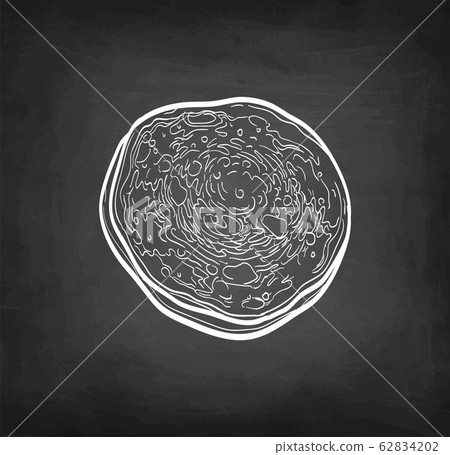 Chalk sketch of pancake. 62834202