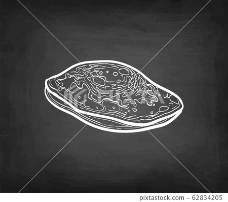 Chalk sketch of pancake. 62834205