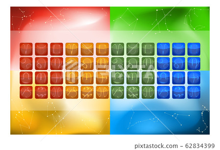 12個星座彩色圖標集，4種顏色，12種類型 62834399