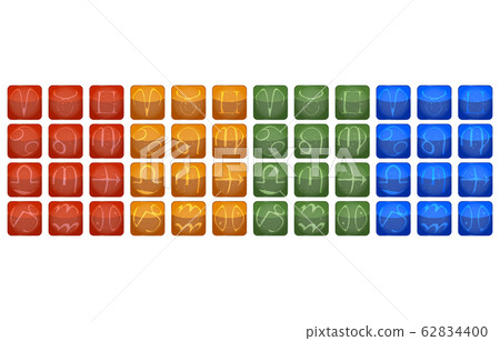 12 constellation colorful icon set, 4 colors, 12 species, white background 62834400