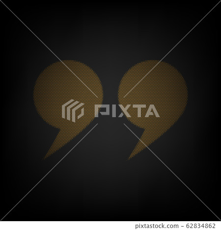 Quotation Mark Symbol. Icon as grid of small orange light bulb in darkness. Illustration. Quotation Mark Symbol. Icon as grid of small orange light bulb in darkness. Illustration. 62834862