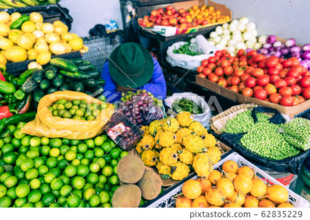 Traditional ecuadorian food market selling agricultural products and other food items in Cuenca Traditional ecuadorian food market selling agricultural products and other food items in Cuenca 62835229