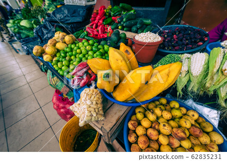 Traditional ecuadorian food market selling agricultural products and other food items in Cuenca 62835231