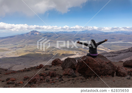 View from Cotopaxi volvcano during trekking trail. View from Cotopaxi volvcano during trekking trail. 62835650