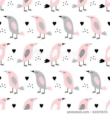 pattern with birds in scandinavian style 62835678