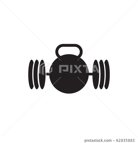 Fitness and gym logo design with using barbel icon Fitness and gym logo design with using barbel icon 62835883