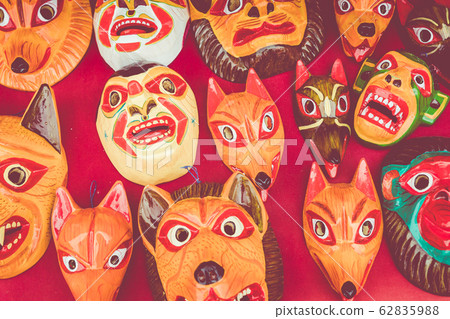 Ecuador Souvenir. Traditional Ecuadorian New Year's masks. Ecuador Souvenir. Traditional Ecuadorian New Year's masks. 62835988