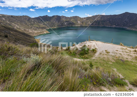 Lake Quilotoa. Panorama of the turquoise volcano crater lagoon of Quilotoa Lake Quilotoa. Panorama of the turquoise volcano crater lagoon of Quilotoa 62836004