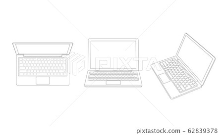 Notebook PC Line drawing 3 patterns 62839378