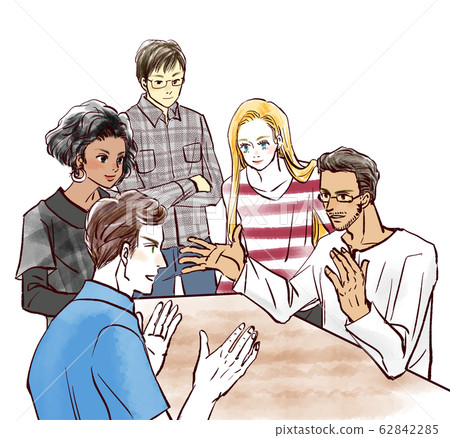 International exchange conversation multiple people International exchange conversation multiple people 62842285