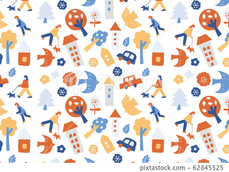 City and people illustration background pattern 01 City and people illustration background pattern 01 62845525