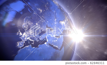 Map of the round Earth with the plasma Sun 62846311