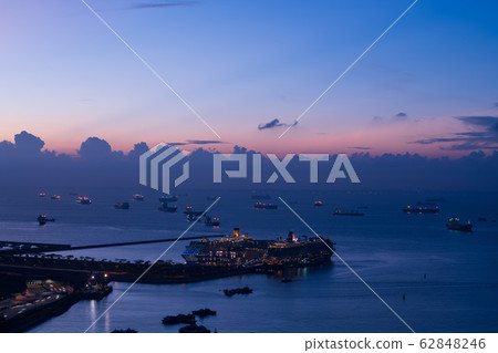 Luxurious cruise liner anchored at Port of Singapore 3 Night view 62848246