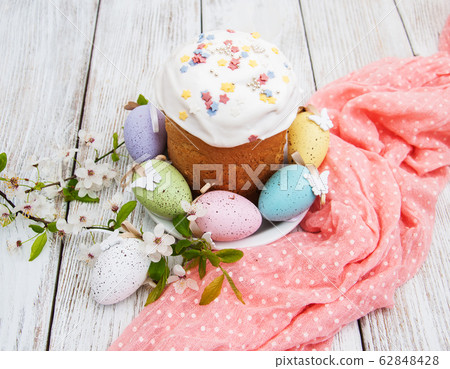 Easter bread and eggs Easter bread and eggs 62848428