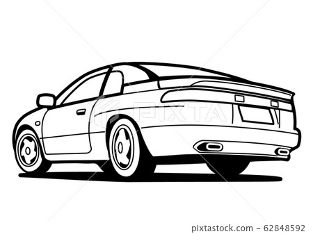 Nostalgic Domestic Coupe Rear View Coloring Picture Car Illustration 62848592