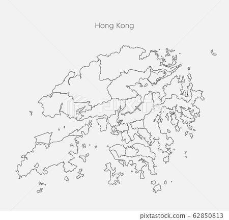 Hong Kong Map Vector Vector Map Hong Kong Region China Template - Stock Illustration [62850813]  - Pixta