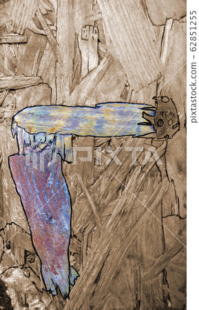 Abstract figures or character on a wooden board 62851255