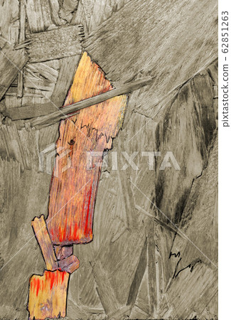 Abstract figures or character on a wooden board 62851263