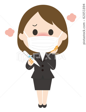 Woman, mask, sick, suit, fever Woman, mask, sick, suit, fever 62851894