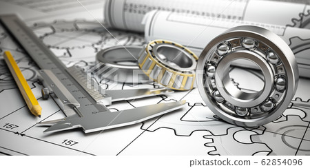 Bearings with trammel and pencil on technical 62854096