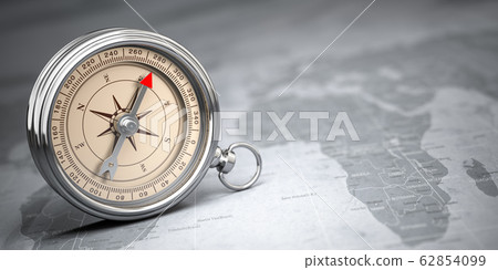 Compass on vintage old map.  Travel geography 62854099
