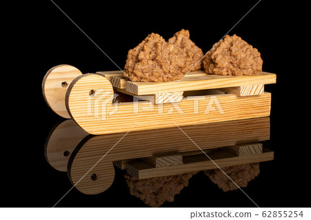 Coconut chocolate biscuit isolated on black glass 62855254