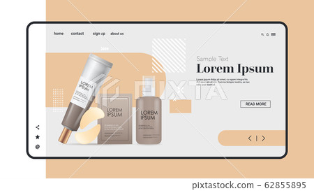 face serum eye patches set of cosmetic packaging facial beauty products natural cosmetology skincare skin treatment concept mobile app horizontal copy space 62855895