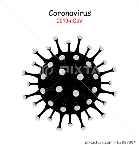 Coronavirus 2019-nCoV. Corona virus icon. Black on 62857004