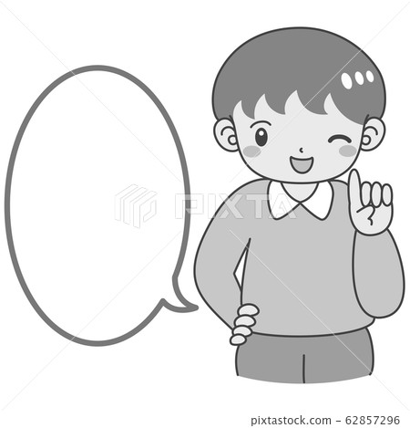 Boy pointing finger smile with speech bubble 62857296