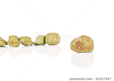 Green wasabi peanut isolated on white 62857947