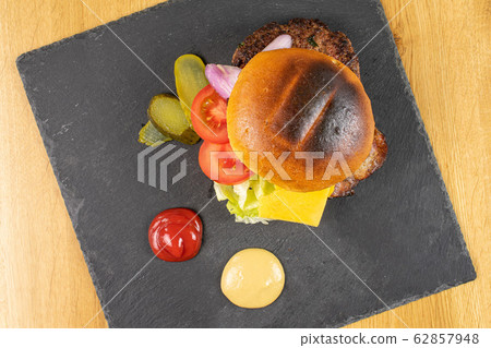 Restaurant meal on lacquered wood Restaurant meal on lacquered wood 62857948