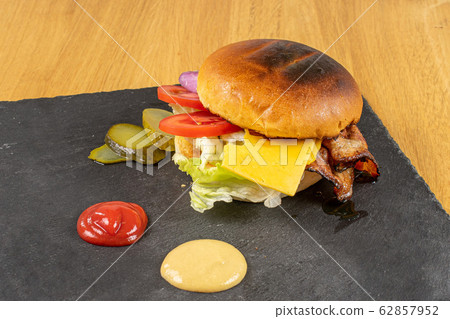 Restaurant meal on lacquered wood Restaurant meal on lacquered wood 62857952