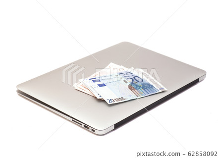 Laptop With Euro money Laptop With Euro money 62858092