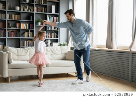 Happy father have fun play with little daughter Happy father have fun play with little daughter 62858939