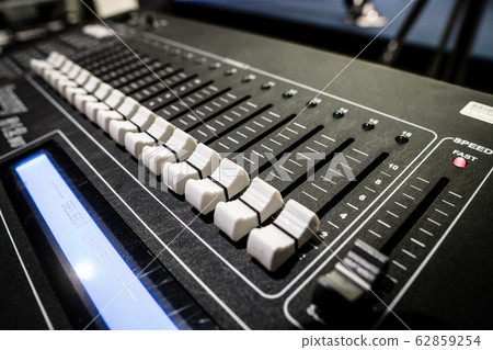 Sound Mixer Board with button to adjust detail Sound Mixer Board with button to adjust detail 62859254