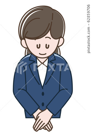 一個女人穿著西裝鞠躬 62859706