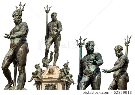 Bronze Statue of Neptune isolated on white - Bologna Italy 62859918