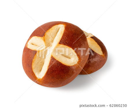 Round Brown Easter Bun Isolated on White 62860230